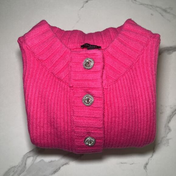 Talbots Sweater Womens Plus Size 3X Pink Ribbed Wool Blend 1/2 Button Up NWOT - Picture 11 of 11